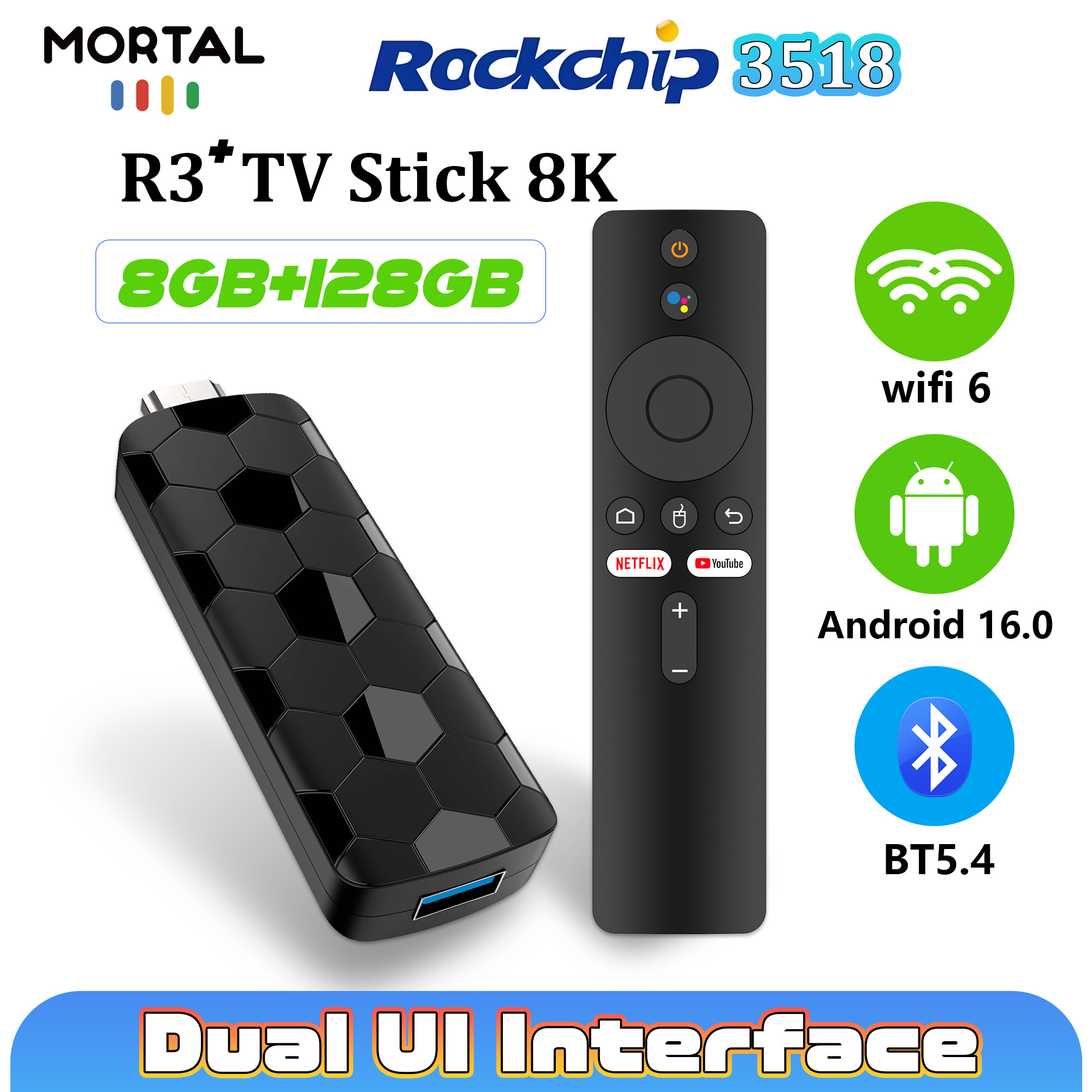 Home Cinema Tv - Mortal R3+ TVスティック Android 16 8G128GB