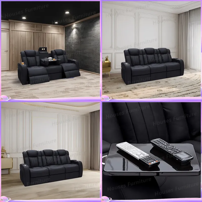 Home Cinema Chairs - レザー製リクライニングソファ ホームシアター シネマチェア 冷却機能付き カップホルダー 収納ボックス付き