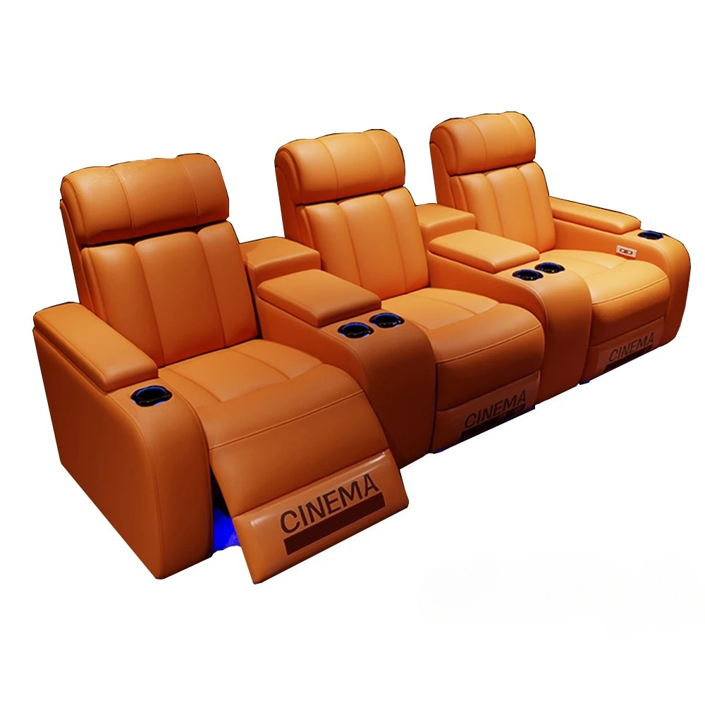 カップホルダー付き高級電動リクライニングシネマチェア、本革張 - Home Cinema Chairs のレビューと価格