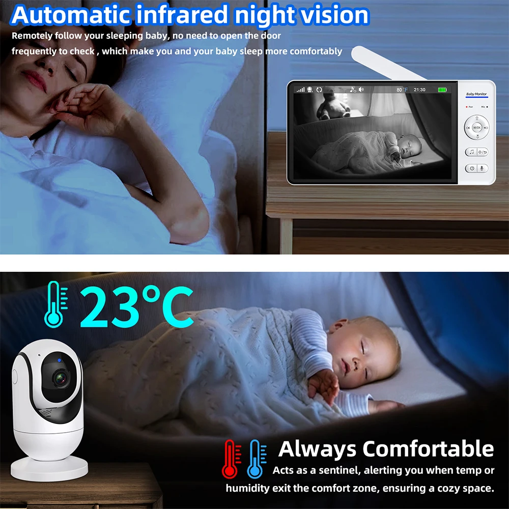 WiFiなし 7インチ ベビーモニター 双方向音声 ナイトビ - Home Cinema Wireless のレビューと価格