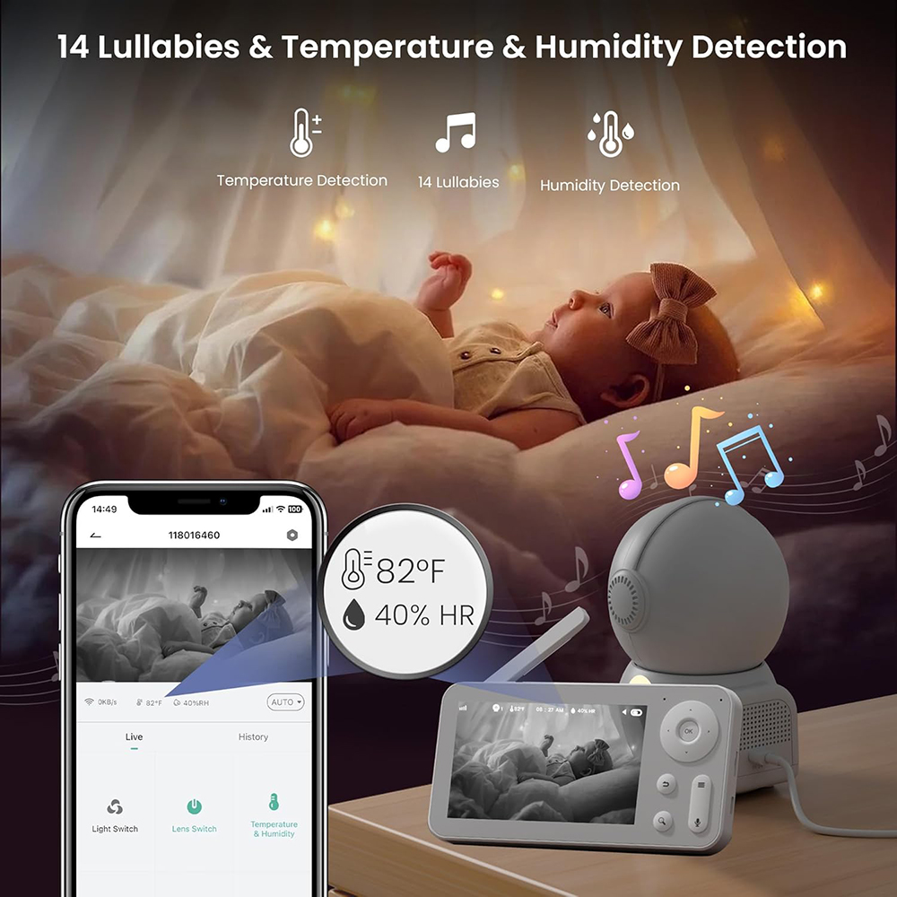 カメラとオーディオを備えたベビーモニター,常夜灯,2台のカメ - Home Cinema Wireless のレビューと価格